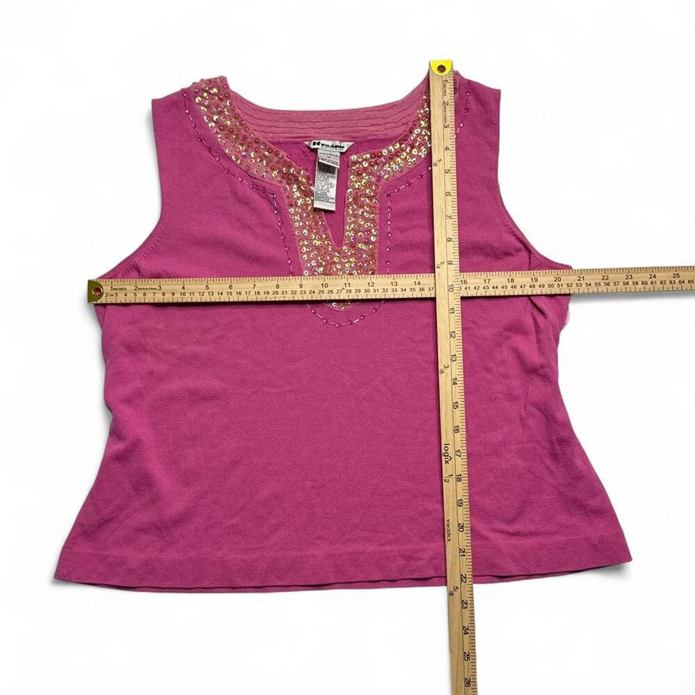 Nygard Collction Y2K Fairy vintage Pink silk sequin beaded embellished tank top - Picture 5 of 8